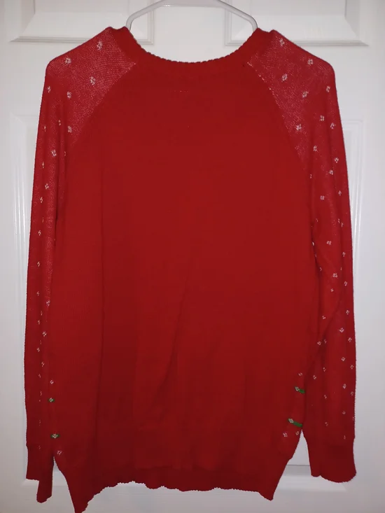 Disney Red and White Mickey Mouse Holiday Crewneck Sweater - Picture 3 of 3